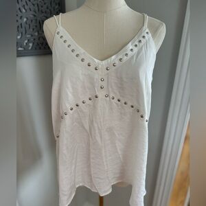 New white embellished Top